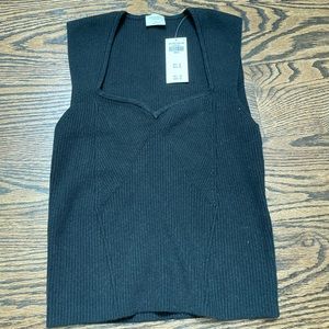 Abercrombie & Fitch black ribbed knit sweetheart neckline top